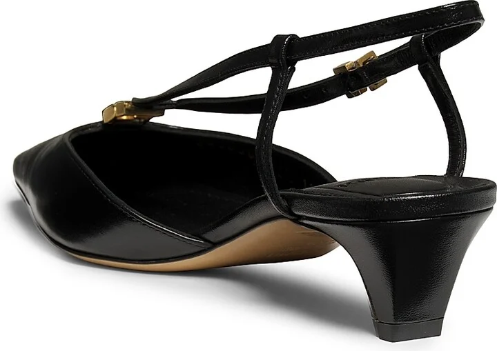 Women's Fold 35MM Leather Slingback Pumps - Black - Size 6 - Image 3