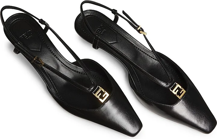 Women's Fold 35MM Leather Slingback Pumps - Black - Size 6 - Image 4