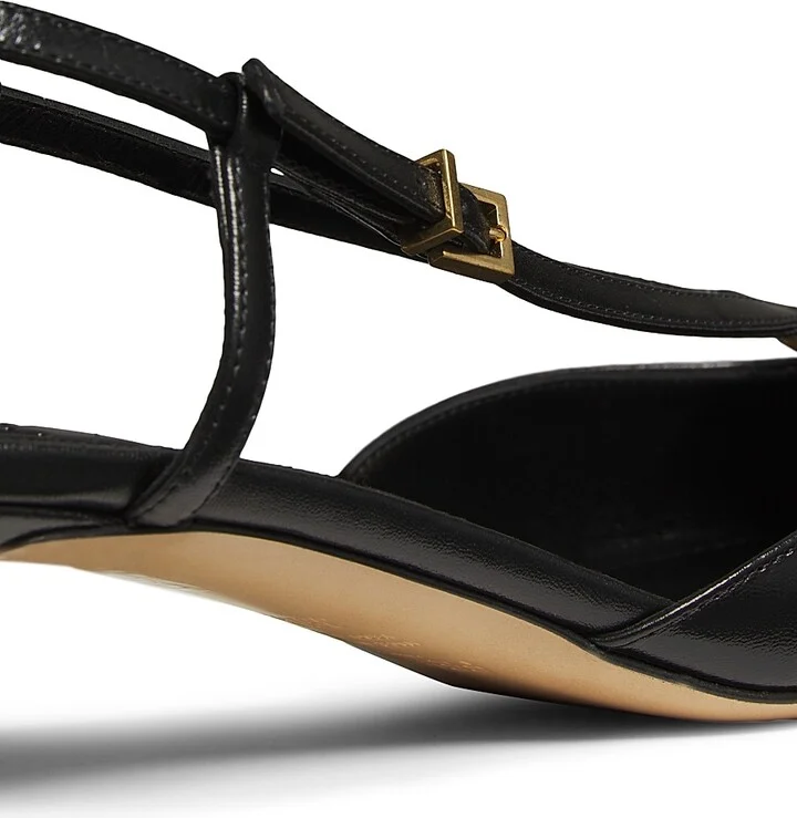 Women's Fold 35MM Leather Slingback Pumps - Black - Size 6 - Image 5