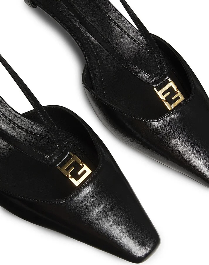 Women's Fold 35MM Leather Slingback Pumps - Black - Size 6 - Image 6