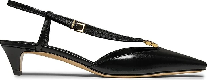 Women's Fold 35MM Leather Slingback Pumps - Black - Size 6