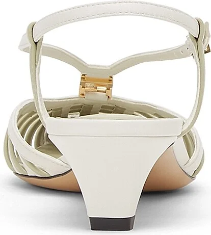 Women's Fold 40MM Striped Cut-Out Leather Kitten-Heel Pumps - Bianco Sage - Size 5 - Image 3