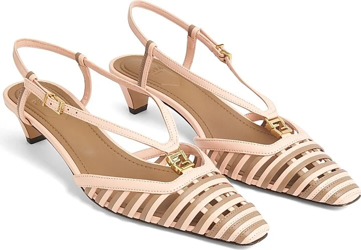 Women's Fold 40MM Striped Cut-Out Leather Kitten-Heel Pumps - Bianco Sage - Size 5 - Image 5