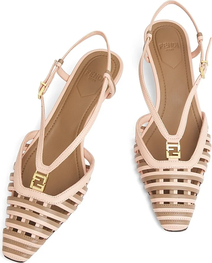 Women's Fold 40MM Striped Cut-Out Leather Kitten-Heel Pumps - Bianco Sage - Size 5 - Image 7