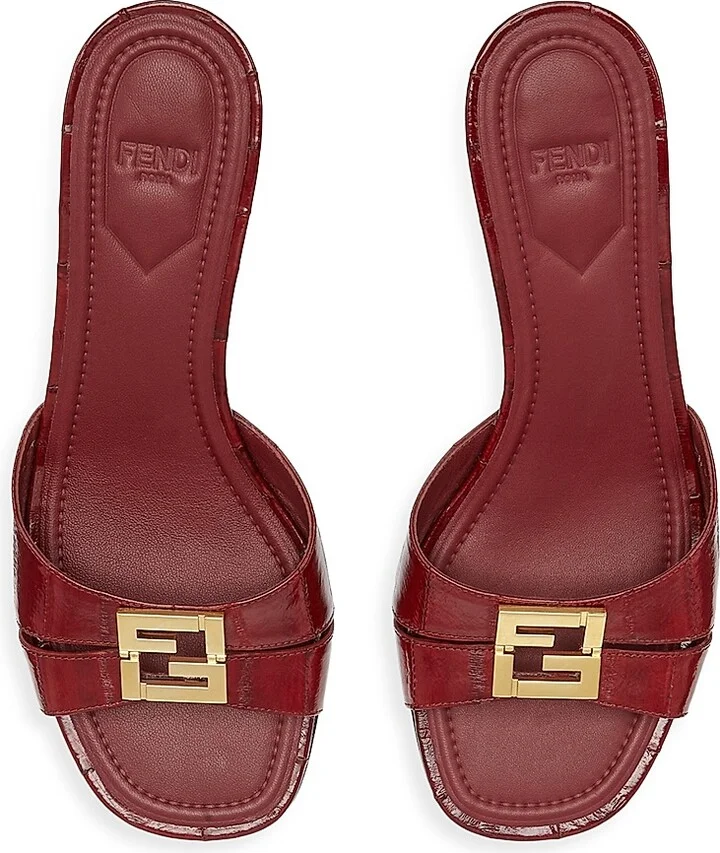 Women's Fold 55MM Eel Skin Mules - Wine - Size 5.5 - Image 4
