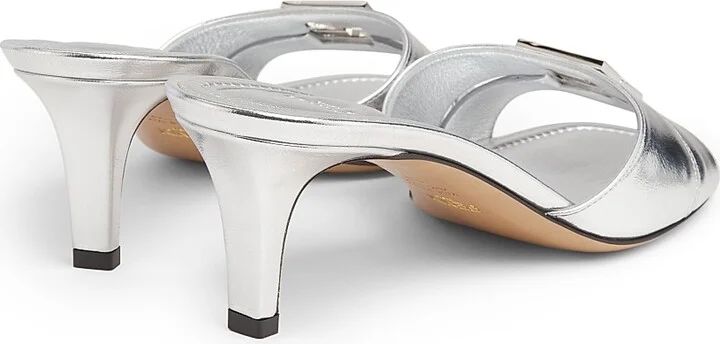 Women's Fold 55MM Logo Metallic Leather Sandals - Light Gold - Size 6 - Image 6