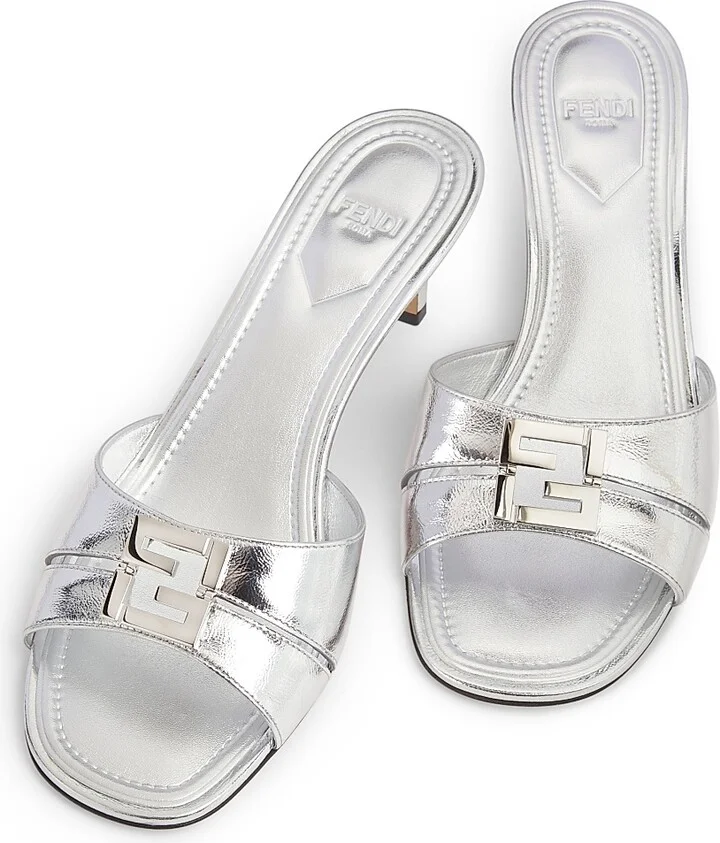 Women's Fold 55MM Logo Metallic Leather Sandals - Light Gold - Size 6 - Image 7