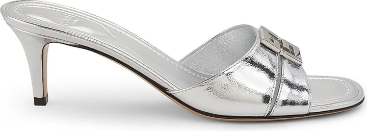 Women's Fold 55MM Logo Metallic Leather Sandals - Light Gold - Size 6 - Image 10
