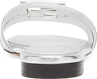 Women's Fold Metallic Leather Slide Sandals - Argento - Size 6 - Image 3