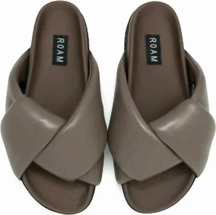 Women's Foldy Puffy Slide Sandal In Taupe
