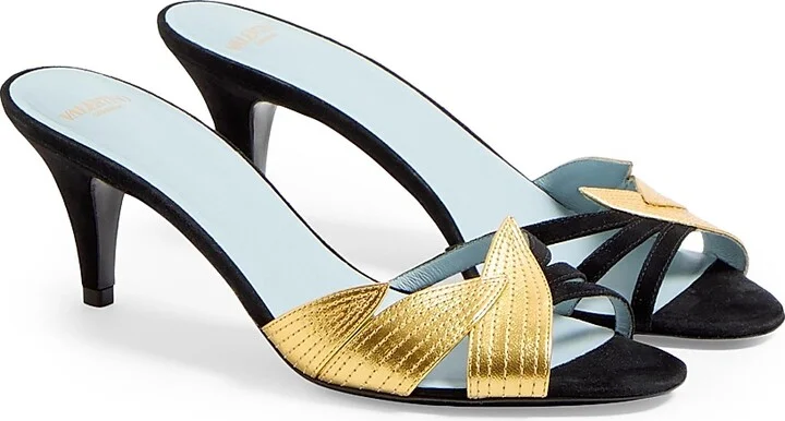 Women's Foliefoliage Suede Slide Sandals 65MM - Black Gold - Size 7 - Image 2