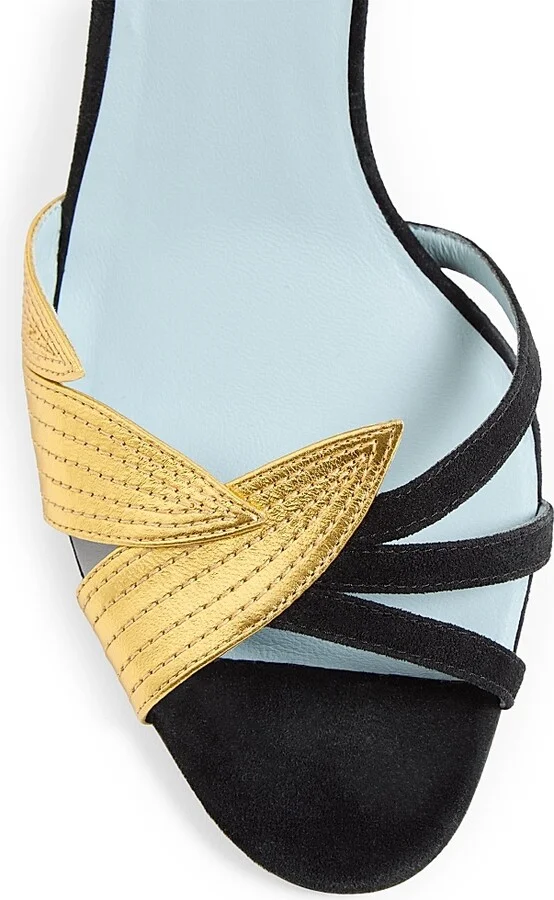 Women's Foliefoliage Suede Slide Sandals 65MM - Black Gold - Size 7 - Image 3
