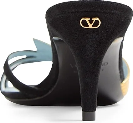 Women's Foliefoliage Suede Slide Sandals 65MM - Black Gold - Size 7 - Image 5