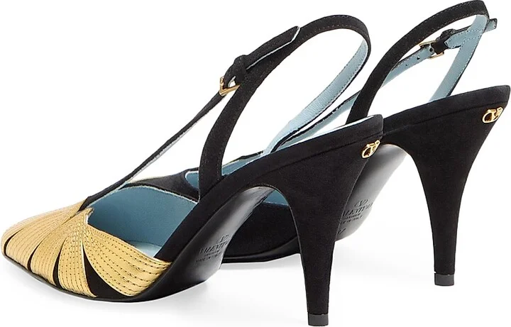 Women's Foliefoliage Suede Slingback Pumps 90MM - Black Gold - Size 9 - Image 3