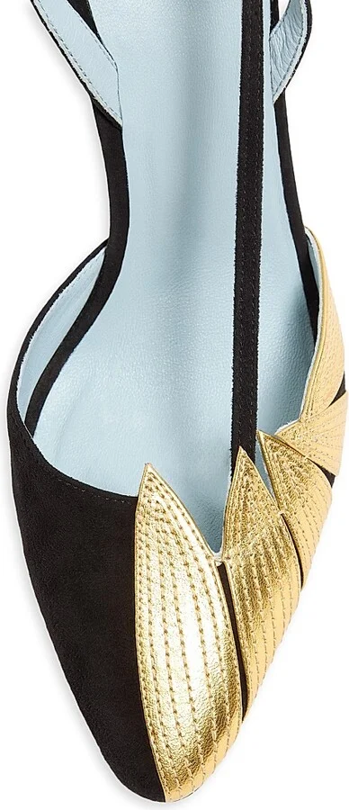 Women's Foliefoliage Suede Slingback Pumps 90MM - Black Gold - Size 9 - Image 5