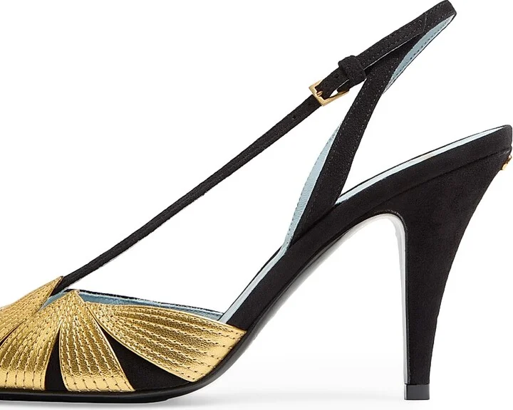 Women's Foliefoliage Suede Slingback Pumps 90MM - Black Gold - Size 9 - Image 6