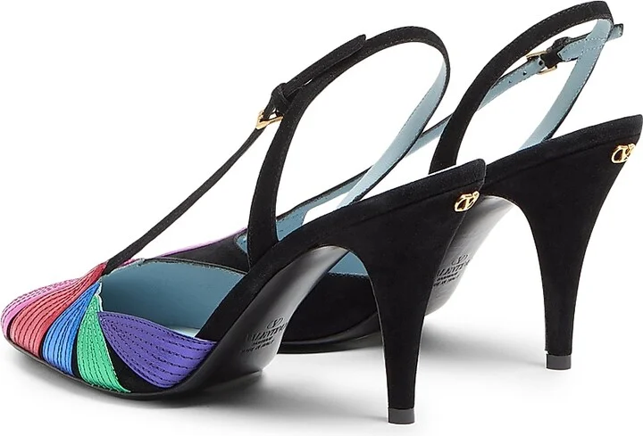 Women's Foliefoliage Suede Slingback Pumps 90MM - Black Multicolor - Size 8 - Image 3