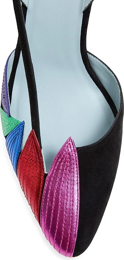 Women's Foliefoliage Suede Slingback Pumps 90MM - Black Multicolor - Size 8 - Image 6