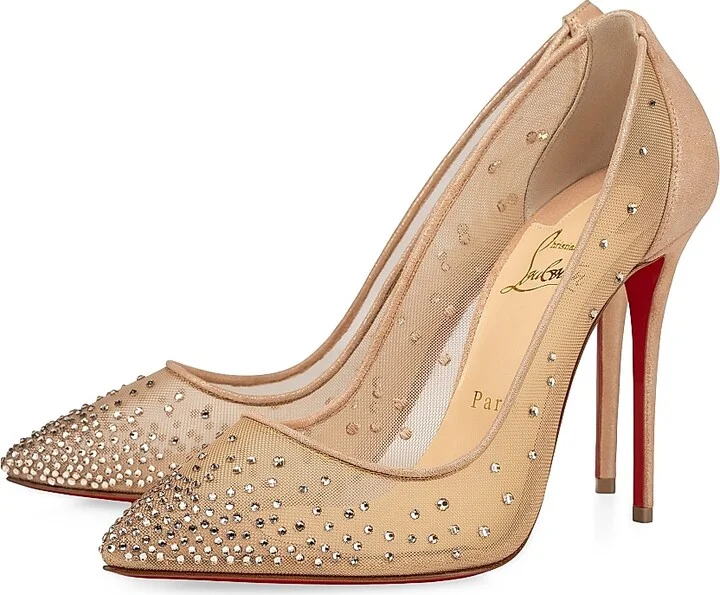 Women's Follies 100MM Mesh Strass Pumps - Beige - Size 4 - Image 2