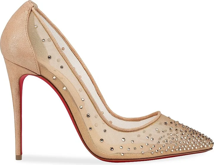 Women's Follies 100MM Mesh Strass Pumps - Beige - Size 4
