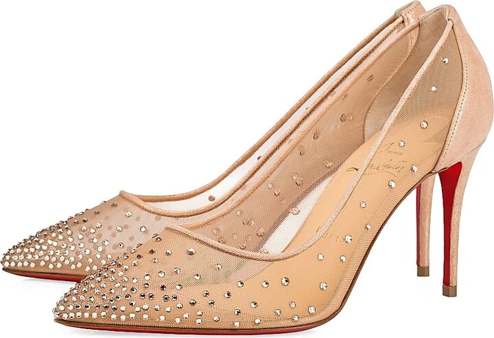 Women's Follies Strass 85MM Mesh Pumps - Beige - Size 5 - Image 2
