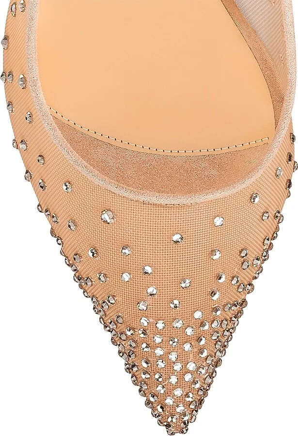 Women's Follies Strass 85MM Mesh Pumps - Beige - Size 5 - Image 4