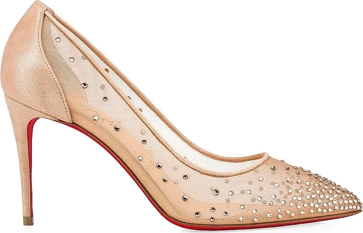 Women's Follies Strass 85MM Mesh Pumps - Beige - Size 5