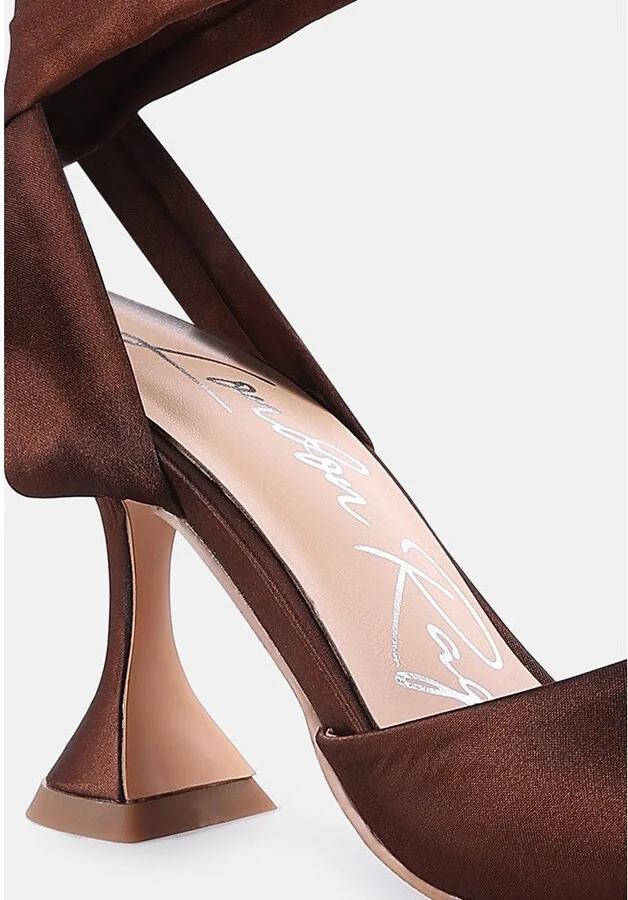 Womens Fonda Spool Heel Tie Up Satin Sandals - Image 9