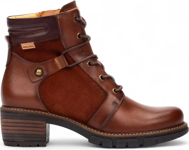 Women's Forest Brown Leather Zip & Lace Up Heel Ankle Boots - San Sebastián