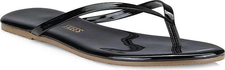Women's Foundations Gloss Patent Leather Flip Flops - Licorice - Size 5 - Image 2