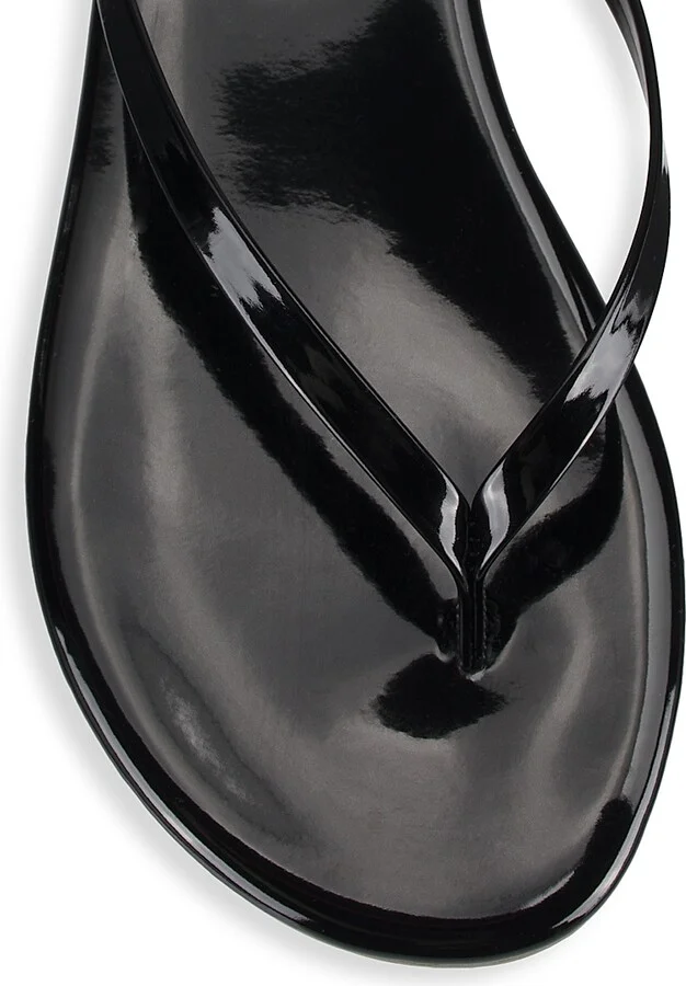 Women's Foundations Gloss Patent Leather Flip Flops - Licorice - Size 5 - Image 4