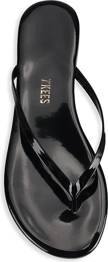 Women's Foundations Gloss Patent Leather Flip Flops - Licorice - Size 5 - Image 5