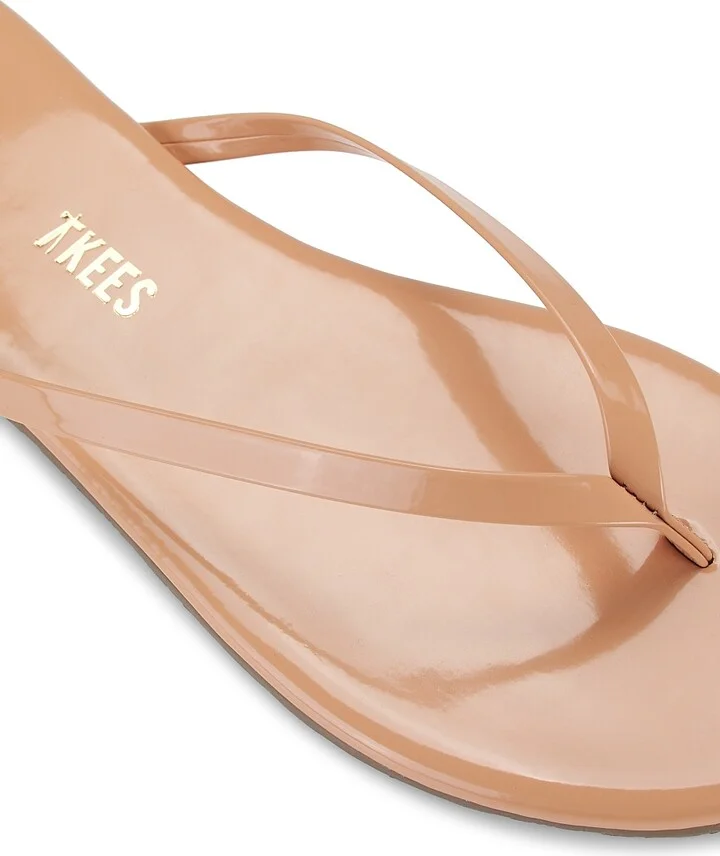 Women's Foundations Gloss Patent Leather Flip Flops - Licorice - Size 5 - Image 9
