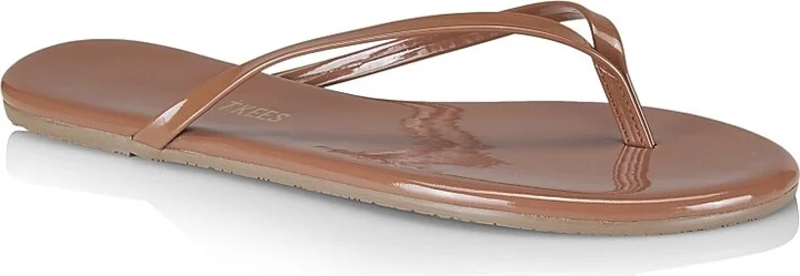 Women's Foundations Gloss Patent Leather Flip Flops - Licorice - Size 5 - Image 11