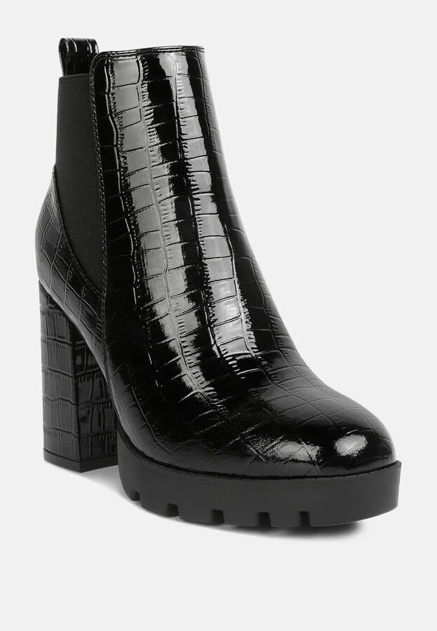 Women's foxy faux leather croc Chelsea boots - Image 3