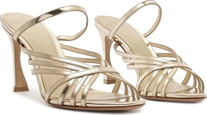 Women's Fran 85MM Leather Metallic Mules - Golden - Size 5 - Image 3