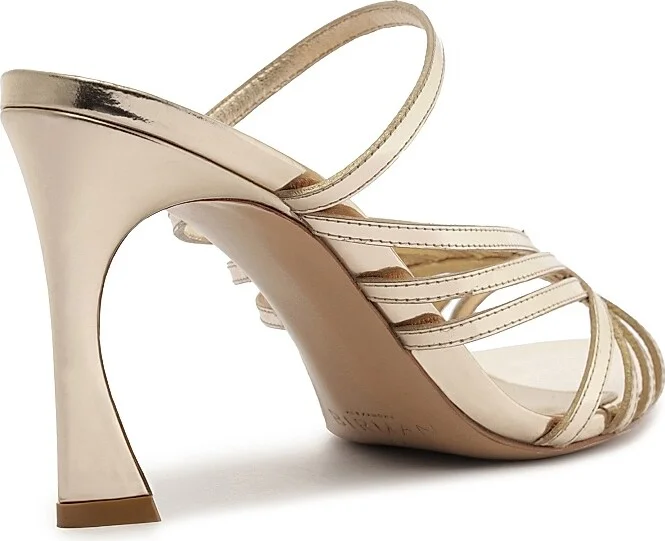 Women's Fran 85MM Leather Metallic Mules - Golden - Size 5 - Image 5