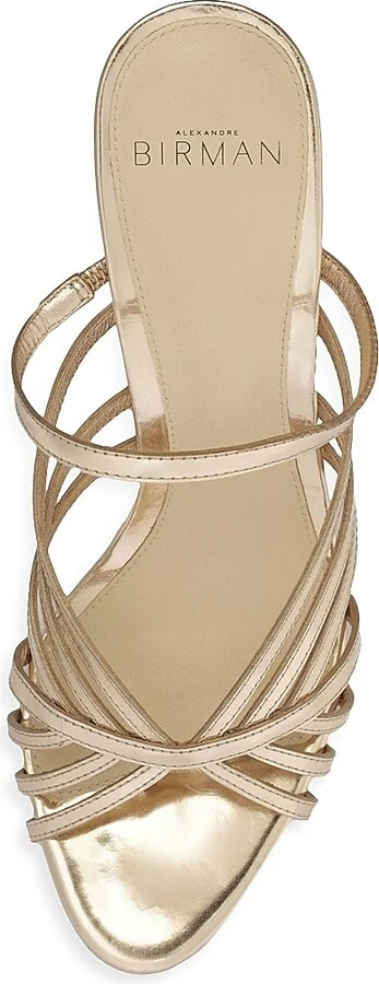 Women's Fran 85MM Leather Metallic Mules - Golden - Size 5 - Image 9