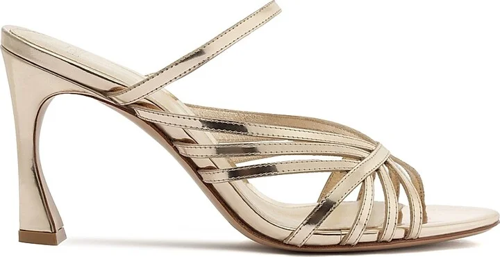Women's Fran 85MM Leather Metallic Mules - Golden - Size 5