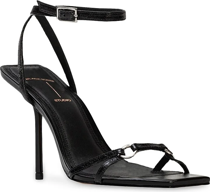 Women's Frankie 100MM Leather High Heel Sandals - Black - Size 7.5 - Image 2
