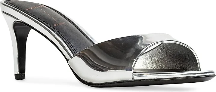 Women's Freddie 65MM Metallic Mules - Silver Metallic - Size 5 - Image 3