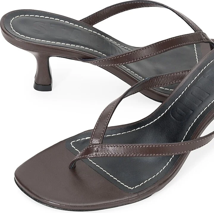 Women's Freja 60MM Leather Sandals - Espresso - Size 5.5 - Image 5