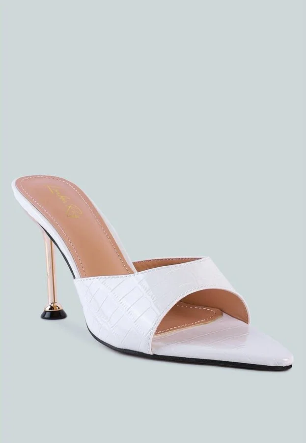 Womens French Cut Croc Texture Patent Faux Leather Sandals - Image 9