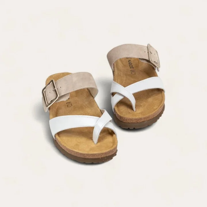 Women's Fresno Sandal In Soft Beige/marigold