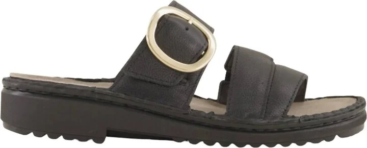 Women's Frey Slide Sandal In Soft Black Leather