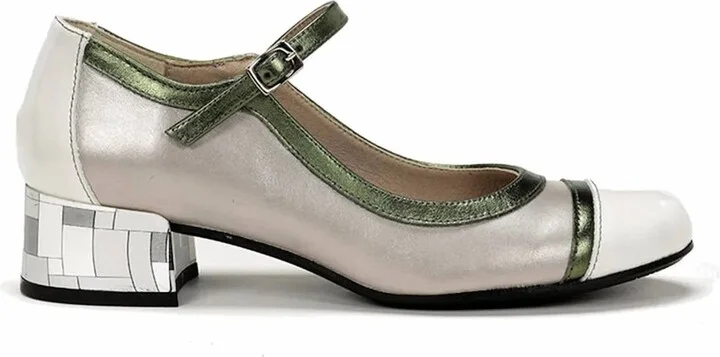 Women's Frida Heeled Mary Jane Shoes In Lamin Argento