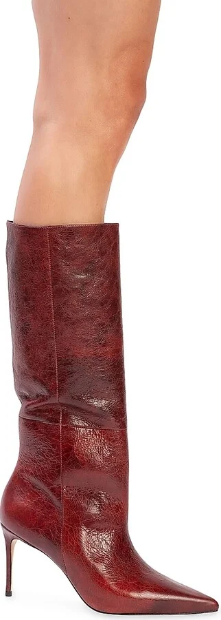 Women's Friday 80MM Leather Boots - Rust Crinkle Leather - Size 6 - Image 2