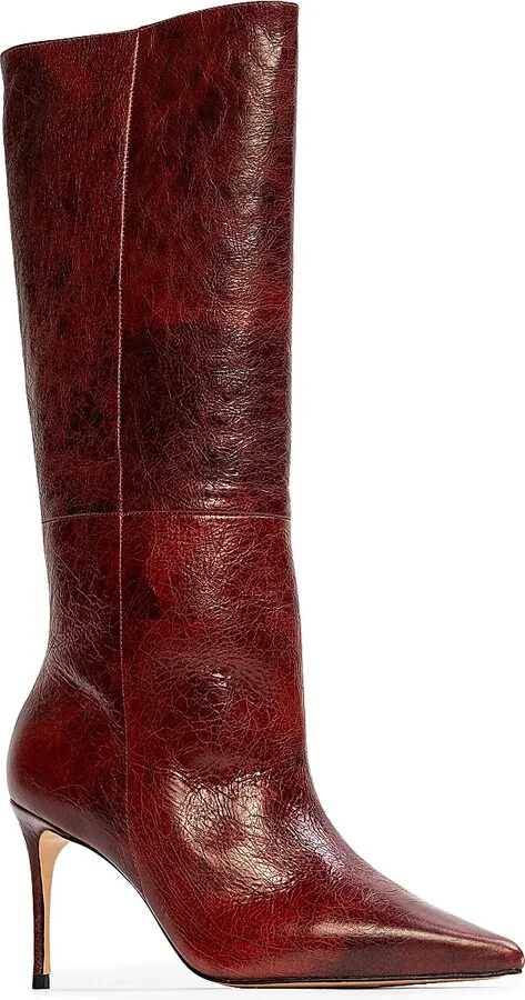 Women's Friday 80MM Leather Boots - Rust Crinkle Leather - Size 6 - Image 3