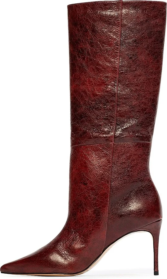 Women's Friday 80MM Leather Boots - Rust Crinkle Leather - Size 6 - Image 5