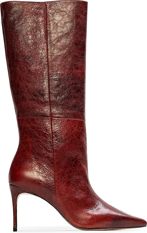 Women's Friday 80MM Leather Boots - Rust Crinkle Leather - Size 6